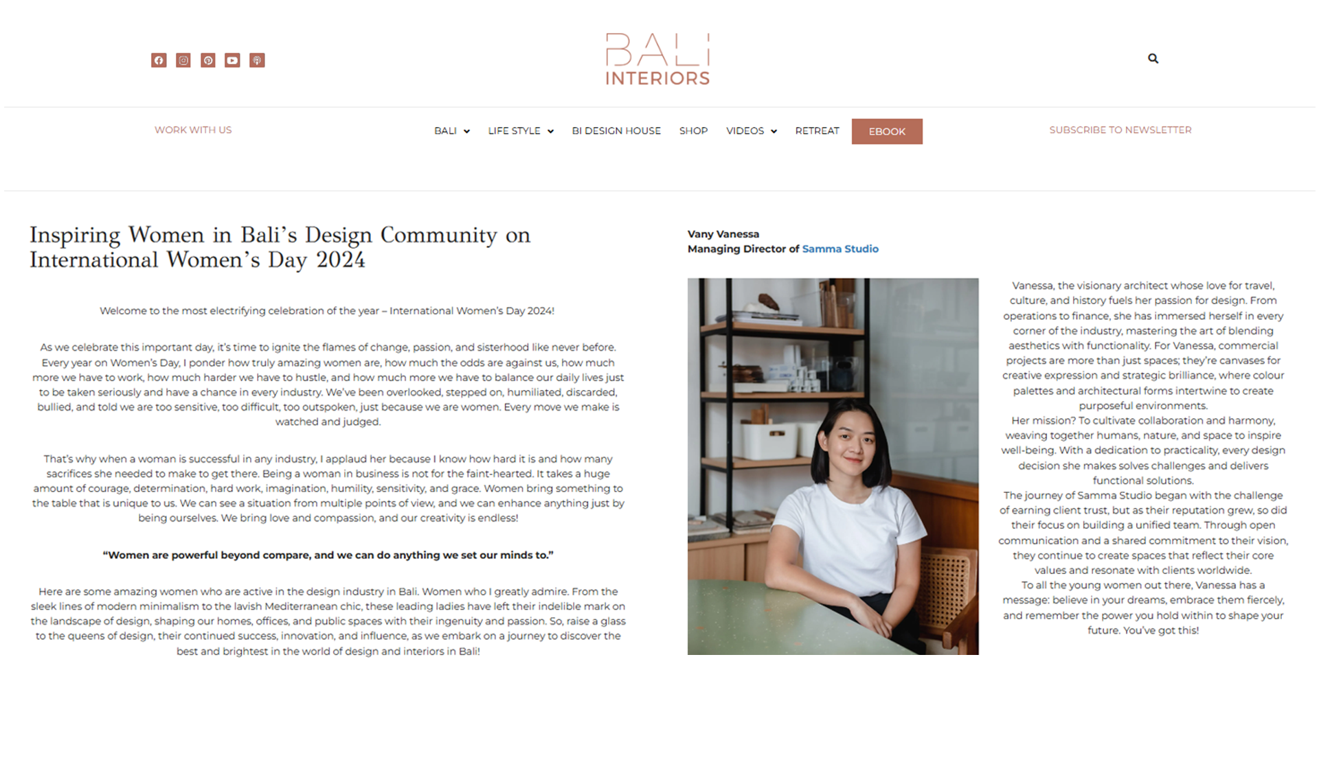 Celebrating Women in Design: Vany Vanessa Featured by Bali Interiors Samma Studio') }}